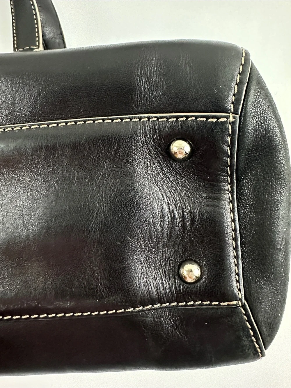 Cole Haan Trinity Black Leather Shoulder Bag Y2K Silver Buckle Hardware Purse - Picture 4 of 10